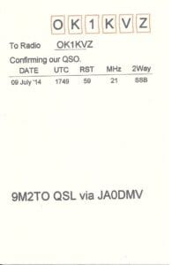 QSL lístek č. 42 ze sbírky stanice OK1KVZ