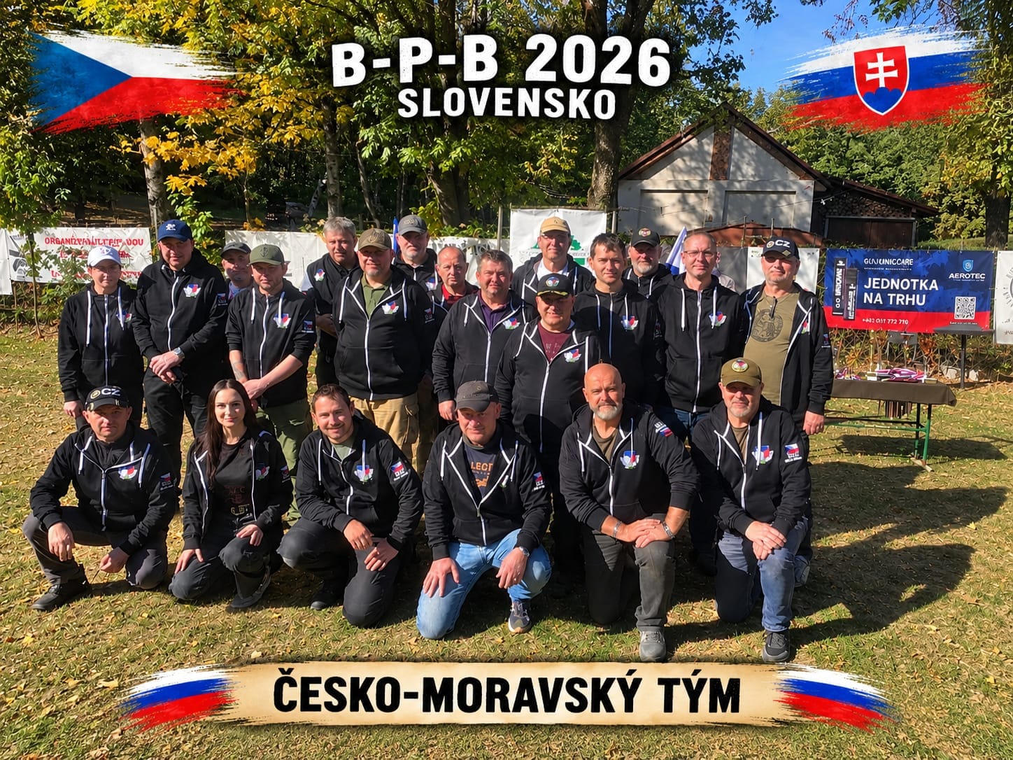 Česko-moravský tým SVZ ČR v jednotných reprezentačních mikinách na střelnici Vištuk – Hájíček, B-P-B 2026